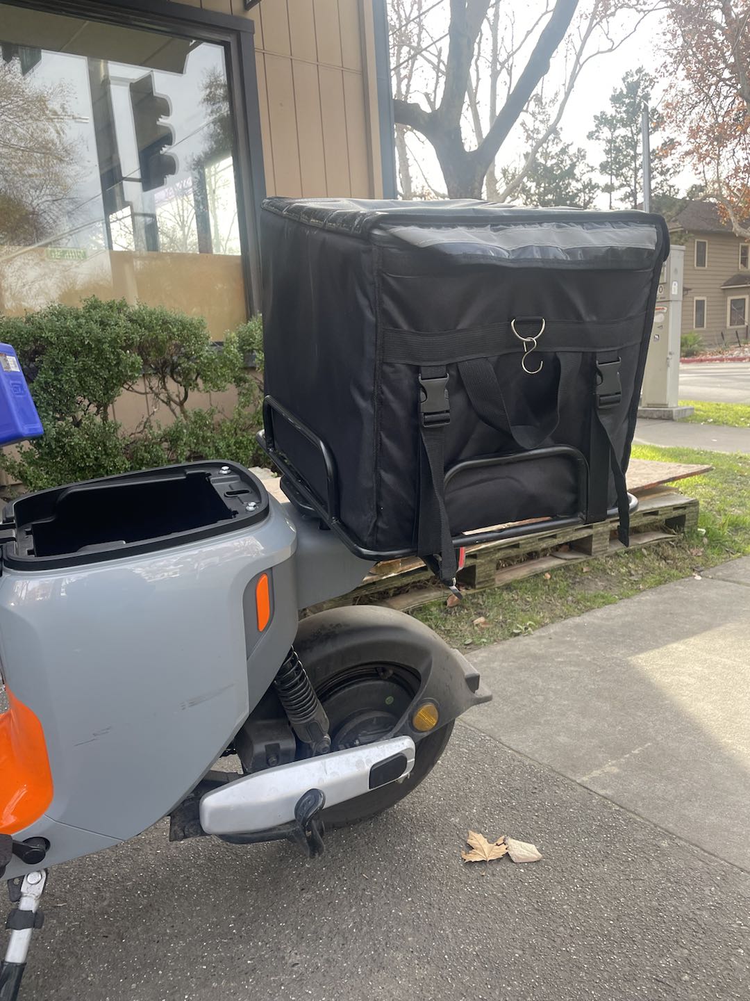 Rear View of E-bike with Takeaway Bag Installed