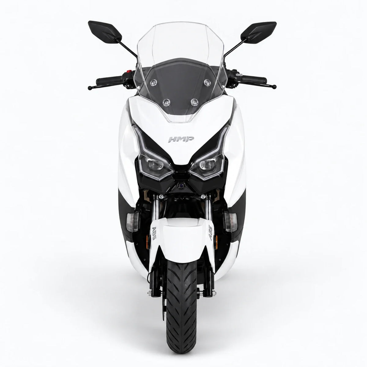 HMP FLASH 75 mph street-legal electric motorcycle in White, view 1