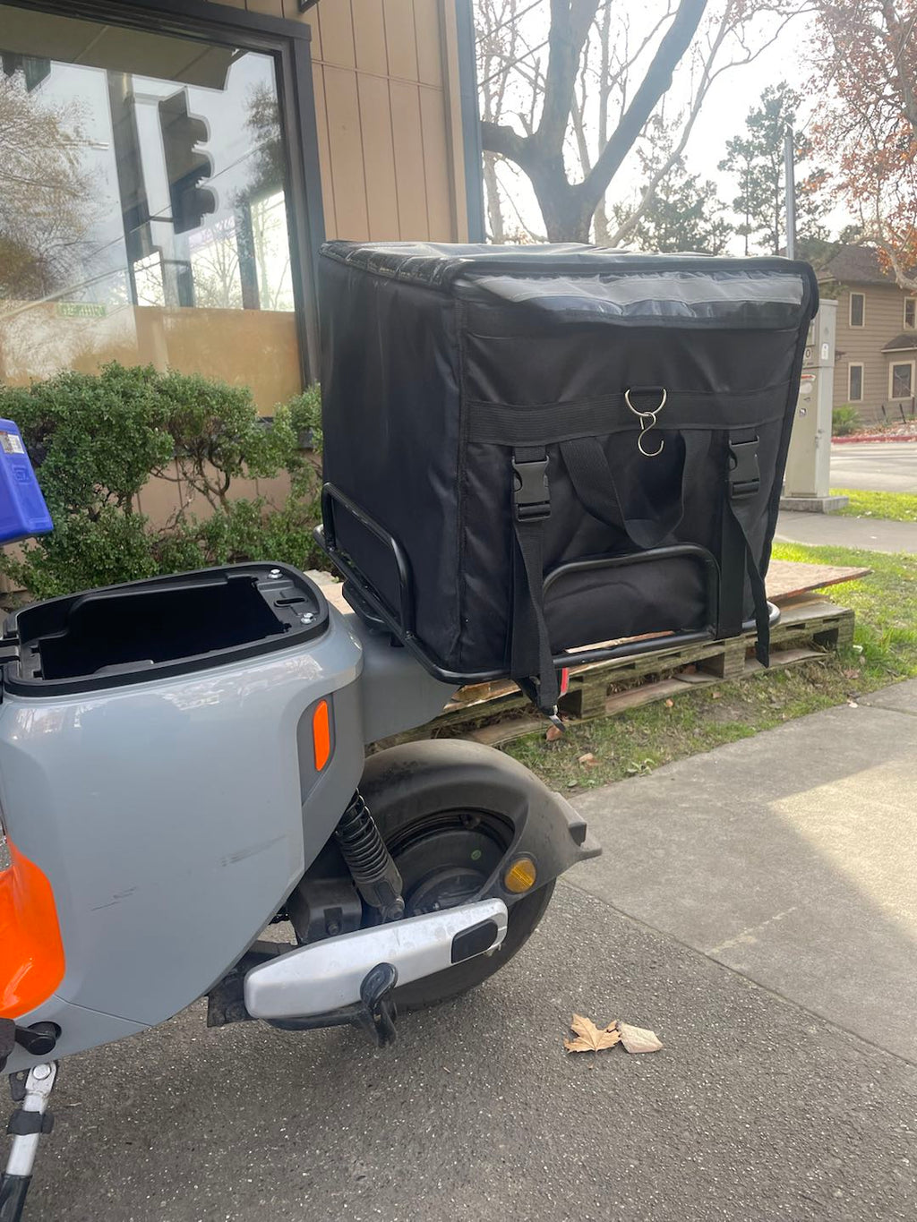 Rear View of E-bike with Takeaway Bag Installed