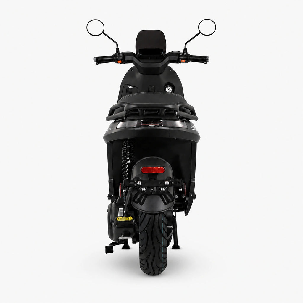 black motorcycle back view