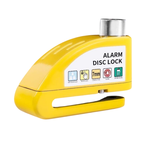 Yellow Alarm Disc Lock for Electric Mopeds – Waterproof with 7mm Pin and 110dB Alarm