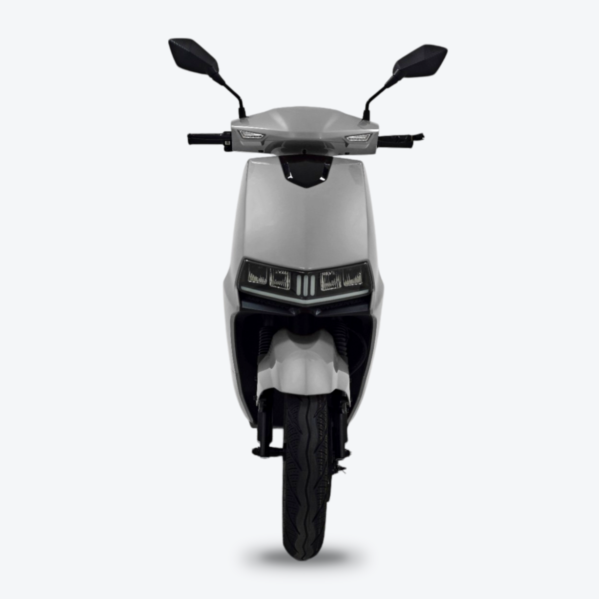Lightning 3000 Electric Moped – Front View – Sliver