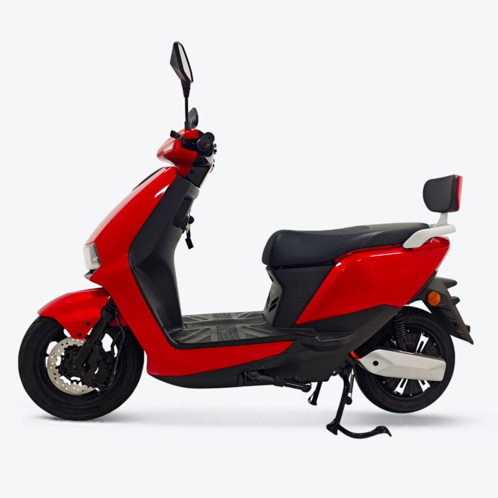 Lightning 3000 Electric Moped – Left Rear Angle – Red