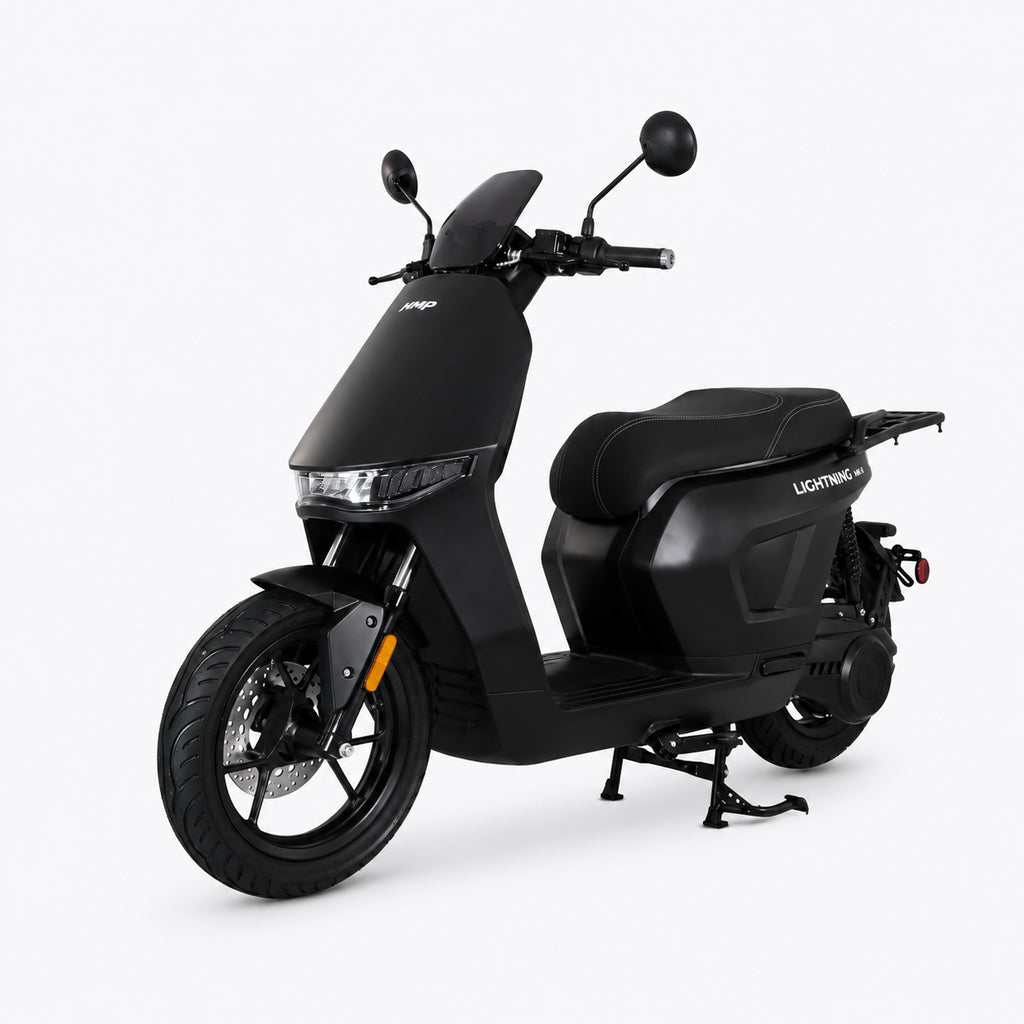 Black scooter on a white background