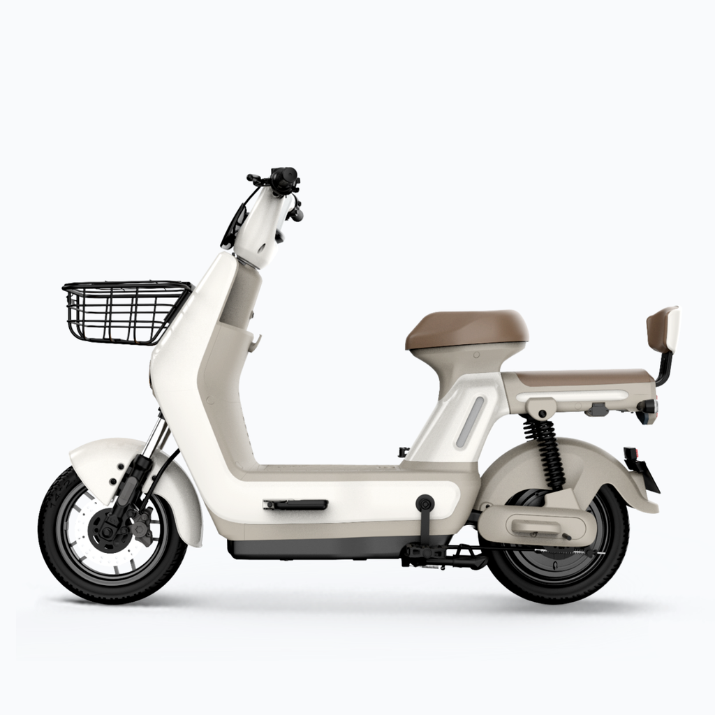 Liva 7 Electric Moped Bike – Left Side View – White
