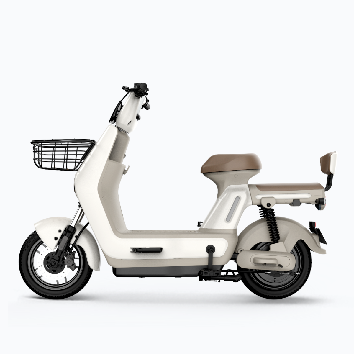 Liva 7 Electric Moped Bike – Left Side View – White