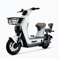 Liva 7 Electric Moped Bike – Three-Quarter Front View – Cream White