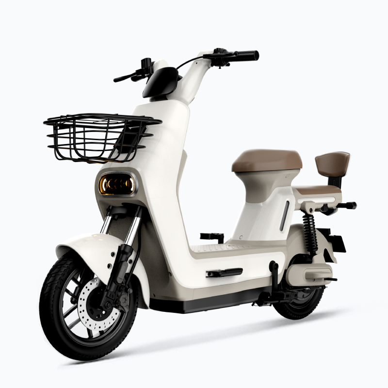Liva 7 Electric Moped Bike – Front-Left Angle View – White