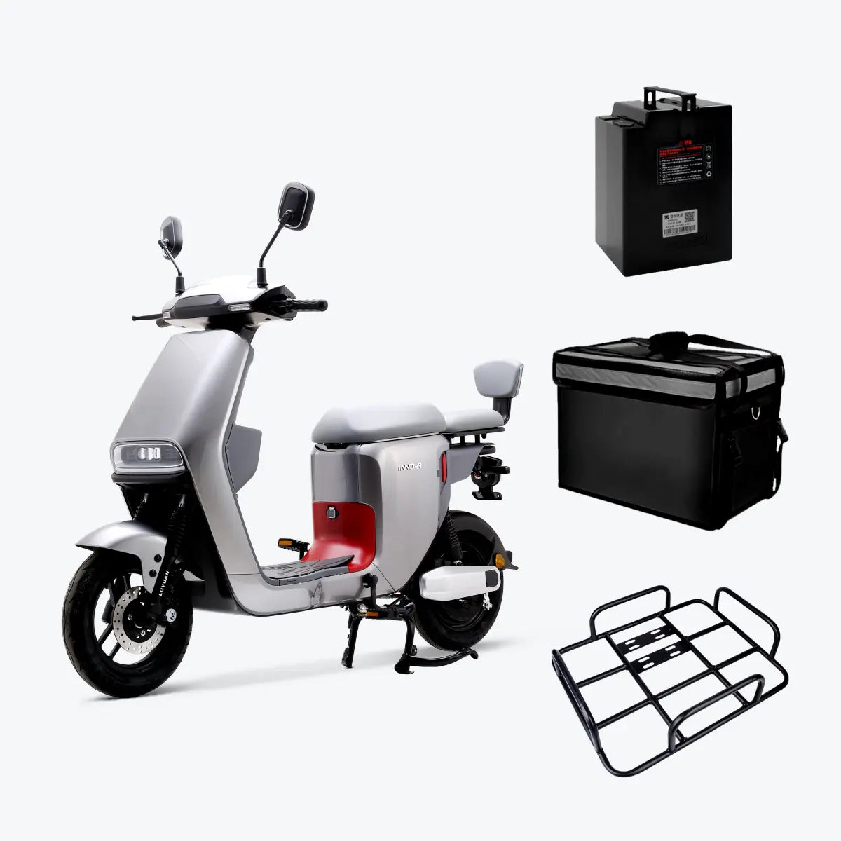 INNO Electric Moped Combo – Silver Model with Accessories Bundle