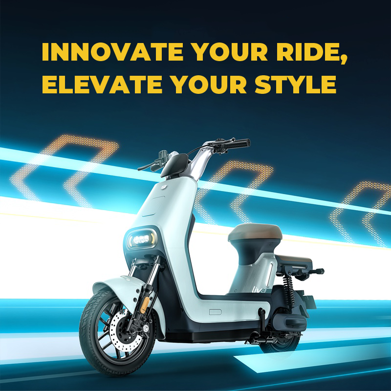 Liva Electric Scooter – Innovate Your Ride, Elevate Your Style – Front Angle View with LED Lights
