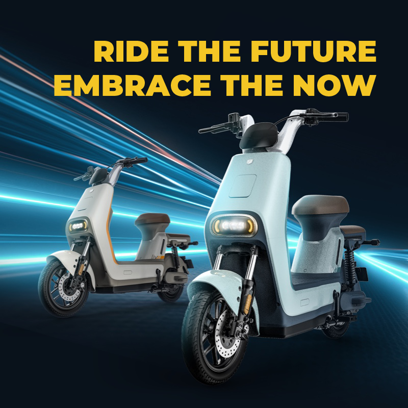 Liva Electric Scooter – Ride the Future, Embrace the Now – Front and Side View of Two Models